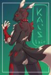  alternate_universe anthro black_body butt clothing collar digimon digimon_(species) female hi_res kaislair momentai red_eyes renafell renamon scar solo spiked_collar spikes tattoo underfell undertale video_games 