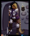  adventurer anthro armor chainmail dragonborn female guard halfplate hi_res melee_weapon paramour_(artist) plate_armor polearm solo warrior weapon 