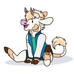  2019 anthony_(goldiescales) anthro bottomwear bovid bovine brown_hooves cattle clothed clothing fully_clothed goldiescales hooves jacket lgbt_pride mammal open_mouth pants pink_nose pink_tongue pride_colors simple_background sitting solo tongue topwear trans_(lore) trans_man_(lore) transgender_pride_colors white_background 