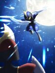  315darkel alternate_color battle bisharp blurry bright_pupils claws closed_mouth commentary_request gen_5_pokemon highres leg_up no_humans pokemon pokemon_(creature) shiny shiny_pokemon 