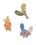  ^_^ absurdres blue_eyes closed_eyes colored_sclera commentary_request creature crossed_arms gen_3_pokemon highres mudkip no_humans odd_(hin_yari) open_mouth pokemon pokemon_(creature) simple_background smile starter_pokemon_trio toes tongue torchic treecko white_background yellow_sclera 