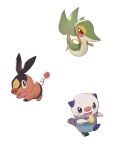  :d absurdres blush brown_eyes closed_mouth commentary_request fangs gen_5_pokemon highres looking_at_viewer no_humans odd_(hin_yari) open_mouth oshawott pokemon pokemon_(creature) simple_background smile snivy starter_pokemon_trio tepig tongue white_background 