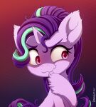  2021 :3 absurd_res digital_media_(artwork) equid equine evil_grin eyelashes female feral friendship_is_magic gradient_background hair hasbro hi_res horn long_hair mammal multicolored_hair my_little_pony red_eyes simple_background smile solo starlight_glimmer_(mlp) symbianl two_tone_hair unicorn 