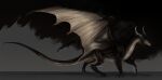  2021 ambiguous_gender black_body black_claws black_scales claws countershade_torso countershading detailed detailed_scales digital_media_(artwork) dragon feral finger_claws hi_res horn isvoc long_tail membrane_(anatomy) membranous_wings quadruped scales scalie shaded simple_background solo spines standing text toe_claws url western_dragon wings 