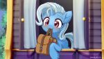  2020 :3 bag blue_hair blush cutie_mark digital_media_(artwork) equid equine female feral friendship_is_magic hair hasbro hi_res horn mammal mouth_hold multicolored_hair my_little_pony purple_eyes smile solo symbianl trixie_(mlp) two_tone_hair unicorn wagon 