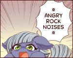  2021 5:4 angry angry_noises border cute_fangs digital_media_(artwork) earth_pony english_text equid equine fangs female feral friendship_is_magic green_eyes grey_hair hair hasbro hi_res horse limestone_pie_(mlp) mammal meme my_little_pony open_mouth pony red_border solo symbianl text 