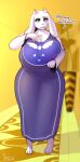  anthro big_breasts boss_monster bovid breasts caprine cleavage clothed clothing dialogue female hi_res huge_breasts mammal mature_female shakotanbunny solo toriel undertale video_games 