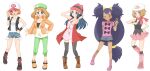  5girls :d ;d ;| aqua_eyes bag baseball_cap beanie bianca_(pokemon) bianca_(pokemon)_(cosplay) black_legwear black_vest black_wristband blonde_hair blue_eyes blue_hair blue_ribbon blue_shorts blush boots bow bow_print bracelet breasts brown_footwear brown_hair closed_mouth collarbone cosplay dark_skin dark_skinned_female dawn_(pokemon) dawn_(pokemon)_(cosplay) dress eyelashes frilled_shorts frills full_body green_headwear green_pants hair_ornament hairclip hand_on_hip hat hat_bow high_heels highres hilda_(pokemon) hilda_(pokemon)_(cosplay) holding holding_clothes holding_hat iris_(pokemon) jewelry long_hair long_sleeves looking_at_viewer looking_at_watch may_(pokemon) medium_hair miniskirt misty_(pokemon) multiple_girls neko19920311 one_eye_closed open_mouth orange_hair over-kneehighs pants pink_footwear pink_headwear pink_shirt pink_skirt pokemon pokemon_(anime) pokemon_(classic_anime) pokemon_(game) pokemon_bw pokemon_bw2 pokemon_bw_(anime) pokemon_dppt_(anime) pokemon_rse_(anime) pokemon_xy_(anime) purple_hair red_scarf ribbon scarf serena_(pokemon) serena_(pokemon)_(cosplay) shauna_(pokemon) shauna_(pokemon)_(cosplay) shirt shoes short_hair short_shorts shorts shoulder_bag sidelocks simple_background skirt sleeveless sleeveless_dress sleeveless_shirt smile standing thighhighs tied_hair translation_request twintails very_long_hair vest white_background white_bow white_headwear white_shirt yellow_eyes zettai_ryouiki 