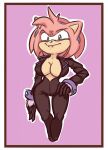  2020 amy_rose anthro breasts eulipotyphlan female green_eyes hedgehog hi_res looking_at_viewer mammal pink_background simple_background slemka solo sonic_the_hedgehog_(series) 