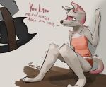  2020 anthro blush bodily_fluids breasts canid canine canis clothed clothing domestic_dog female genital_fluids grey_background mammal nopetrol peeing pink_clothing pink_shirt pink_topwear shirt simple_background topwear urine urine_pool watersports 