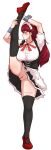  alternate_costume apron blush breast_press breasts cameltoe enmaided framed_breasts full_body kneehighs large_breasts leg_grab leg_up looking_away looking_to_the_side maid maid_apron maid_headdress miniskirt official_alternate_costume persona persona_5 persona_5_the_royal pinkkoffin ponytail pussy red_footwear red_hair shoes short_sleeves skirt split spread_legs standing standing_on_one_leg standing_split thighs upskirt yoshizawa_kasumi 