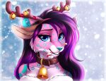  accessory amarella_(artist) anthro bell bell_collar candy candy_cane christmas collar dessert felid feline female food hair headband holidays jingle_bell leopard long_hair looking_at_viewer mammal pantherine smile smiling_at_viewer solo suggestive valerie_(afrozenkitten) 