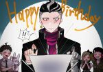  !! 3boys :d ahoge bandaged_arm bandaged_hand bandages bangs black_hair black_jacket blonde_hair blush blush_stickers braid brown_hair closed_eyes commentary_request crossed_arms danganronpa_(series) danganronpa_2:_goodbye_despair dress earrings grey_eyes grey_hair happy_birthday heterochromia highres hinata_hajime jacket jewelry long_hair medium_hair multicolored_hair multiple_boys necklace necktie open_mouth pinafore_dress pink_hair puffy_short_sleeves puffy_sleeves purple_scarf red_eyes ring scarf school_uniform sharp_teeth shirt short_hair short_sleeves side_braid sidecut smile solo_focus sonia_nevermind souda_kazuichi stuffed_toy sui_(nemuri041) tanaka_gandamu tattoo teeth usami_(danganronpa) white_shirt 