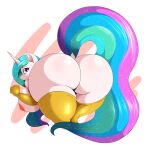  1:1 anthro anthrofied areola bent_over big_breasts big_butt breasts butt butt_focus clothing equid equine female friendship_is_magic hasbro hi_res horn huge_butt legwear looking_back mammal my_little_pony nipples princess_celestia_(mlp) solo suirano thick_thighs thigh_highs unicorn 