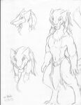  bigshow bottomwear clothing hi_res loincloth male model_sheet monochrome sergal solo sorren 