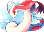  antennae character_name gen_3_pokemon heart highres milotic no_humans okoge_(simokaji) pokemon pokemon_(creature) red_eyes shiny signature solo symbol_commentary 