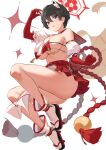  1girl animal_ears banned_artist black_eyes black_hair blue_archive breasts full_body gloves hair_between_eyes hand_up highres icomochi large_breasts legs pleated_skirt red_gloves red_sailor_collar red_skirt sailor_collar short_hair skirt solo tabi thighs tsubaki_(p&amp;d) underboob 