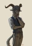  anthro beastars biped bovid caprine clothed clothing dall_sheep fur horn male mammal pina_(beastars) rtylenole sheep solo 