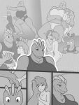  2019 3:4 abs bisexual butt clothed clothing comic digital_media_(artwork) female freckles_(artist) greyscale hi_res human humanoid larger_female machoke male male/female male/male mammal monochrome muscular muscular_female muscular_humanoid nintendo not_furry pok&eacute;mon pok&eacute;mon_(species) size_difference slim smaller_male smile text url video_games 