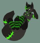  2019 2_tails 4_toes anthro black_body black_bottomwear black_clothing black_fur black_shorts bottomwear canid canine clothing collar digital_drawing_(artwork) digital_media_(artwork) eyebrow_through_hair eyebrows feet foot_focus footwear fox fur green_body green_fur green_tongue grimsune hair kazuk9 legwear male mammal multi_tail multicolored_body multicolored_fur multicolored_hair pattern_clothing pattern_footwear pattern_legwear pattern_socks paws shorts socks solo striped_clothing striped_footwear striped_socks stripes thigh_highs toes tongue translucent translucent_hair two_tone_hair yellow_eyes 