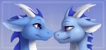  &lt;3 altrue animated anthro bloominglynx blue_body blue_scales blush dragon duo ear_piercing female frill_(anatomy) furgonomics furry-specific_piercing horn horn_piercing licking long_ears male male/female mother mother_and_child mother_and_son parent parent_and_child piercing purple_eyes scales scalie short_playtime smile son tahara_(altrue) tongue tongue_out western_dragon 