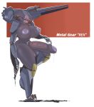  anthro balls big_balls big_breasts big_penis bodily_fluids breasts foreskin genital_fluids genitals gynomorph hi_res huge_breasts huge_penis humanoid_genitalia humanoid_penis intersex karakylia konami machine metal_gear metal_gear_(robot) metal_gear_rex nipples penis precum railgun ranged_weapon robot solo text video_games weapon 