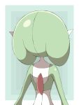  absurdres arms_at_sides colored_skin commentary_request facing_away from_behind gardevoir gen_3_pokemon highres multicolored multicolored_background pokemon pokemon_(creature) shabana_may solo spikes upper_body white_skin 