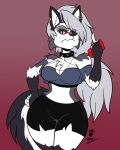  anthro breasts canid canid_demon cleavage clothed clothing demon duragan female hellhound helluva_boss loona_(vivzmind) mammal solo 
