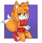  2021 accessory amy_rose anthro balls blue_eyes boots breasts canid canine clothing erection footwear fox fusion genitals gloves gynomorph hair_accessory hairband half-closed_eyes handwear hi_res intersex mammal miles_prower narrowed_eyes penis r0cketjumper signature smile solo sonic_the_hedgehog_(series) video_games 