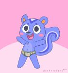  animal_crossing anthro blue_body blue_fur briefs bulge clothed clothing filbert_(animal_crossing) fur male mammal nintendo pink_background rodent sciurid simple_background solo topless unboxyguy underwear underwear_only video_games 