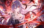  chain flowers fu_hua gloves honkai_impact kickylian long_hair red_eyes red_hair third-party_edit watermark white_hair 