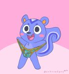  animal_crossing anthro blue_body blue_fur briefs bulge clothed clothing filbert_(animal_crossing) fur male mammal nintendo pink_background presenting rodent sciurid simple_background solo topless unboxyguy underwear video_games 