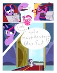  absurd_res book comic cup detailed_background dialogue duo equid equine female feral friendship_is_magic hasbro hi_res horn kryptchild mammal my_little_pony purple_body rarity_(mlp) twilight_sparkle_(mlp) unicorn white_body 