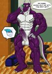  2020 abs anthro bag barazoku better_version_at_source big_muscles bodily_fluids cutaway dialogue dragon duo english_text fish genital_fluids genitals gym gym_bag hi_res horn inside male marine muscular muscular_anthro muscular_male nanbuskhan navel nude offscreen_character one_eye_closed pecs penis precum quads scalie shark solo_focus standing sweat text towel vein veiny_muscles veiny_penis weight_bench wide_eyed 