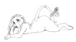  16:9 2021 4_toes anthro arm_support blush breasts claws digital_media_(artwork) feet female herpestid looking_at_viewer lying mammal maya_(tasanko) meerkat monochrome nipples nude on_front pawpads paws simple_background small_breasts smile solo tasanko toe_claws toes white_background widescreen 