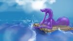  16:9 alien animal_humanoid big_breasts big_butt breasts butt claws detailed_background female hair hi_res humanoid marine marine_humanoid meandraco monster nipples nude outside purple_body purple_hair raft sea sky solo water widescreen 