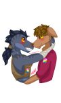  alpha_channel anthro blue_body blue_feathers blue_hair blue_markings blue_scales blush brown_body brown_clothing brown_eyes brown_fur brown_hair brown_shirt brown_topwear bust_portrait canid canine canis clothing dinosaur dromaeosaurid duo feather_hair feathered_dinosaur feathers female fur grin hair hi_res hybrid lgbt_pride male male/female mammal markings orange_eyes orange_sclera pansexual_pride_colors ponytail portrait pride_colors pride_pin pseudo_hair red_clothing red_shirt red_topwear reptile scales scalie sharp_teeth shirt smile stripes teeth theropod topwear velociraptor were werecanid werecanine werewolf yellow_sclera zer0rebel4 