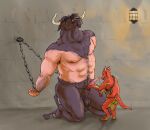  animal_genitalia anthro armpit_hair balls body_hair bound bovid bovine cattle chain chained charcoal_inpachi chest_hair digitigrade dripping_precum duo erection european_mythology gag gagged genitals greek_mythology hairy hairy_legs hi_res hooves horn kobold male male/male mammal minotaur muscular mythology potion_bottle scalie size_difference tail_tuft tuft 