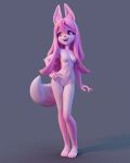  2021 3d_(artwork) 4:5 5_toes anthro barely_visible_genitalia barely_visible_pussy blender_(software) brand_new_animal canid canine digital_media_(artwork) feet female fox fur genitals hair hi_res kannonx long_hair mammal nazuna_hiwatashi nipples nude pink_body pink_fur pink_hair pussy solo studio_trigger toes white_body white_fur 