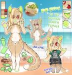  anthro beverage breasts cake clothing dessert doughnut featureless_breasts featureless_crotch felid feline female food headphones kiwikltten mammal model_sheet piercing pizza solo sushi tongue tongue_piercing 