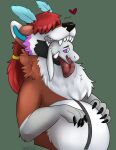  anthro ayakashi basilic_(character) canid canine canis claws duo enchanted_goat fangs fur hair head_in_mouth herm hi_res intersex male mammal multicolored_body multicolored_fur oral_vore tongue tongue_out vore white_body white_fur wolf 