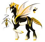  absurd_res arthropod black_body blonde_hair blue_eyes bumblewish_(artist) equid equine female feral hair hasbro hi_res horse hymenopteran insect mammal my_little_pony pony serious serious_face sharpstep_(bumblewish) solo stinger tattoo wasp white_body wings 