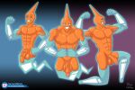  abs amputee anthro balls blue_body blue_eyes blue_skin blueumbra disability electricity eyebrows flexing flexing_bicep flexing_muscles genitals ghost group humanoid looking_at_viewer male missing_arm muscular nintendo nipples orange_body orange_skin pecs penis pok&eacute;mon pok&eacute;mon_(species) rotom signature simple_background smile smiling_at_viewer spirit vein video_games watermark 