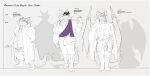  2021 anthro armor avalon_(zerofox1000) boots bottomwear claws clothed clothing codpiece dragon eldan_(zerofox1000) english_text footwear half-closed_eyes hand_on_hip hi_res looking_at_viewer male narrowed_eyes overweight overweight_male pants primrose_(zerofox1000) purple_scarf ring robe royalty scalie scarf shirt sketch spiked_tail spiked_wings spikes spikes_(anatomy) standing text toe_claws topwear trio western_dragon wing_spikes wings zerofox1000 