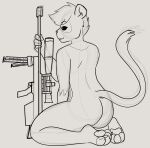  belly big_belly domestic_ferret emmy_dook emmydook female gun hi_res mammal model mustela mustelid musteline ranged_weapon sex sketch sniper squealydealy weapon 