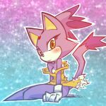 1:1 animal_humanoid anthro baggy_clothing blaze_the_cat blush cat_humanoid clothing dress felid felid_humanoid feline feline_humanoid female fur gloves gradient_background handwear humanoid mammal mammal_humanoid nanojam purple_body purple_fur simple_background solo sonic_the_hedgehog_(series) white_clothing white_gloves yellow_eyes 