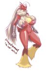  absurd_res anthro big_breasts blaziken breasts chest_tuft female genitals hi_res nintendo nipples nude pok&eacute;mon pok&eacute;mon_(species) pubes pussy simple_background solo the_lost_artist tuft video_games white_background wide_hips 