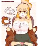  animal_crossing animal_humanoid anthro big_breasts blush bodily_fluids breasts breath canid canine canis clothed clothing digital_media_(artwork) domestic_dog duo english_text female fur hair humanoid isabelle_(animal_crossing) legwear male male/female mammal meme nintendo open_mouth panties pongldr raccoon_dog shih_tzu simple_background solo solo_focus stockings strapless_clothing sweat tanuki text thigh_highs tom_nook_(animal_crossing) toy_dog unbuttoned_shirt underwear undressing video_games yellow_body yellow_fur 