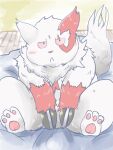  2021 3:4 anthro biped blush dain_4201 fur hi_res kemono multicolored_body multicolored_fur nintendo overweight pok&eacute;mon pok&eacute;mon_(species) red_body red_fur sitting solo two_tone_body two_tone_fur video_games white_body white_fur zangoose 