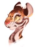  2021 felid fur mammal orange_body orange_fur pantherine pink_nose simple_background solo striped_body striped_fur stripes tiger tohupo whiskers white_background white_body white_fur 